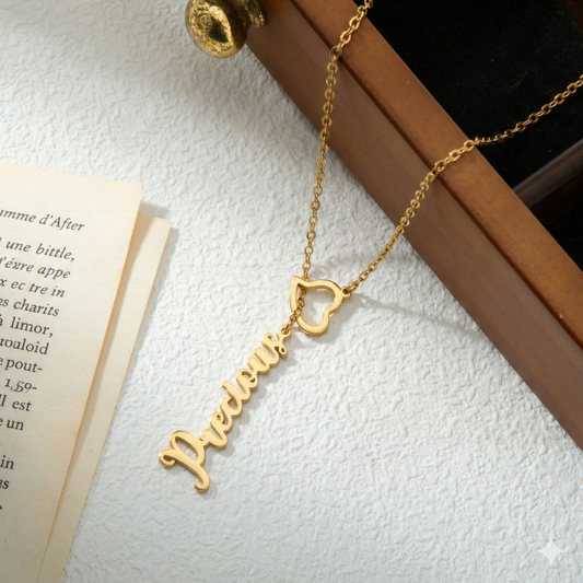 Collier personalisé coeur et nom plaqué 18 k
