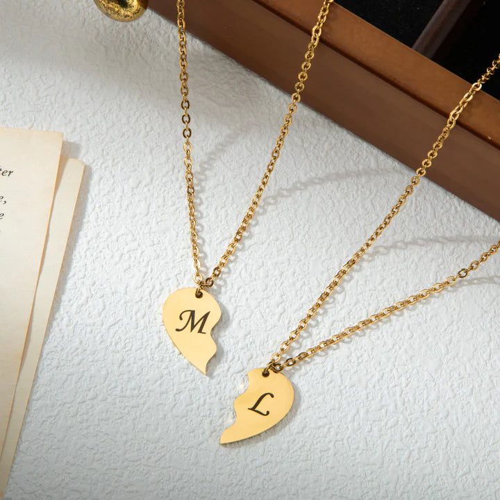 Collier Cœur Initiale Personnalisé Plaqué Or en Acier Inoxydable Élégant