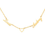 Collier Double Prénom Personnalisé avec Cœur – Bijou Couple Élégant