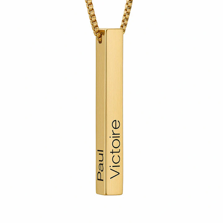 Collier Barre 3D Personnalisé en Acier Inoxydable Élégant et Tendance