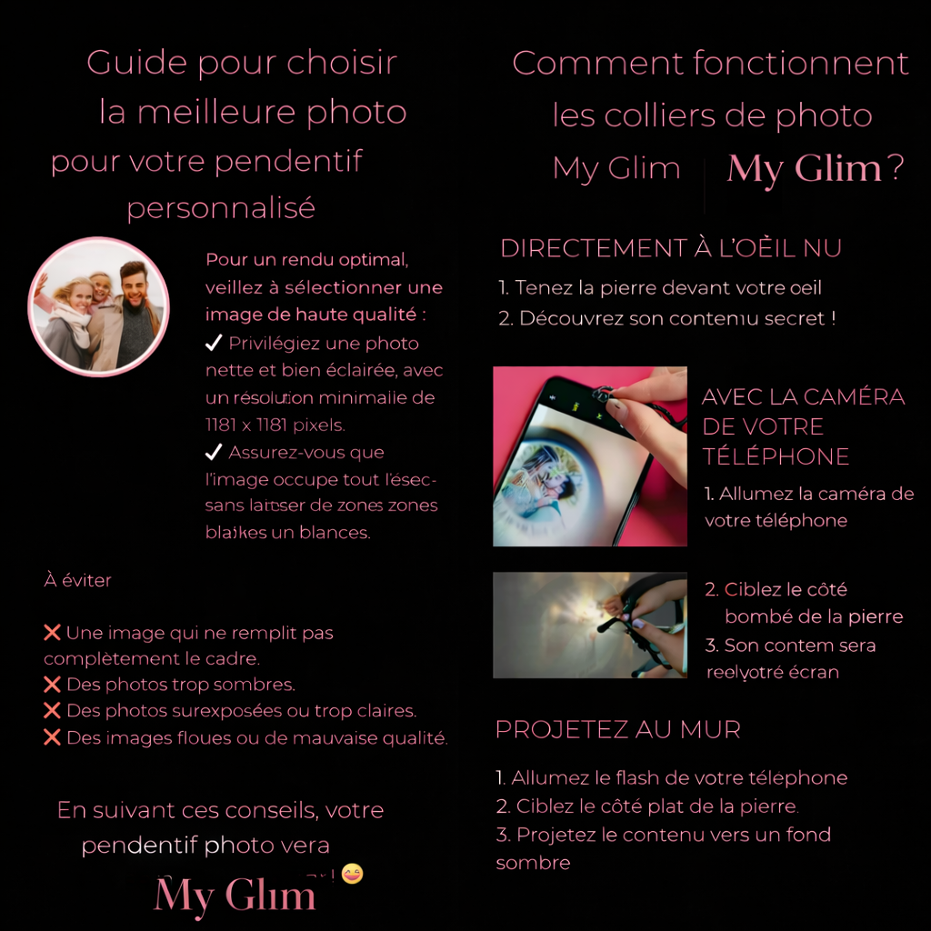 Pendentif Projection Photo Coeur Tri-Branche Strass