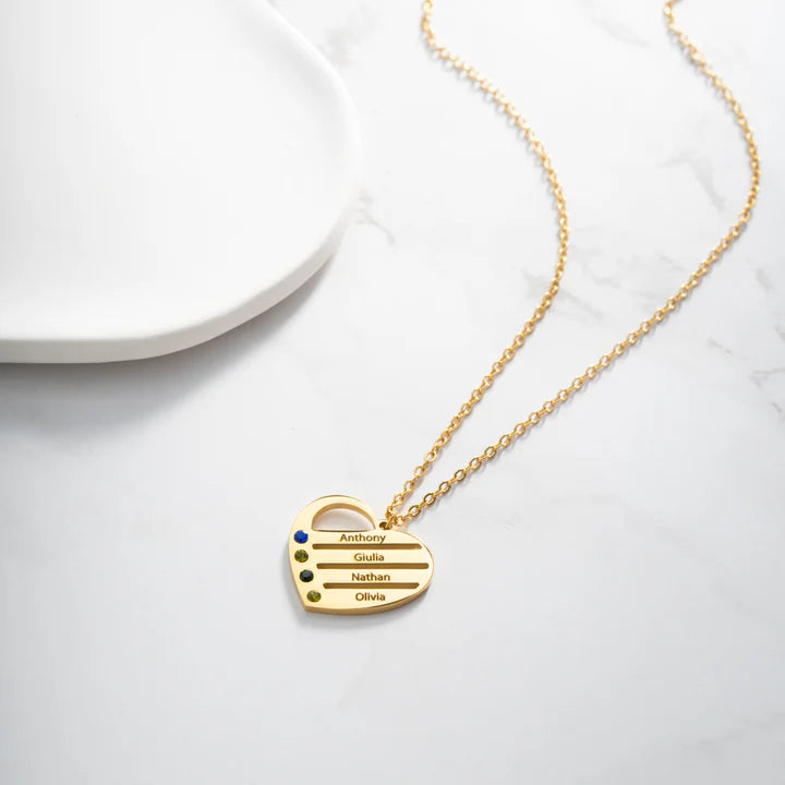 Collier Coeur Personnalisé avec Pierre de Naissance