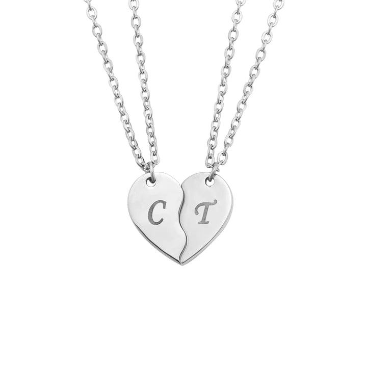 Collier Cœur Initiale Personnalisé Plaqué Or en Acier Inoxydable Élégant