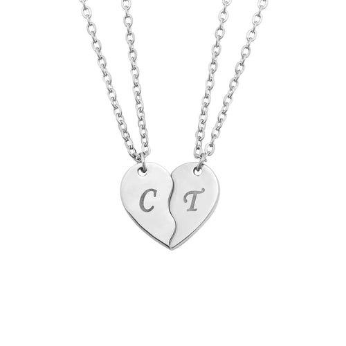 Collier Cœur Initiale Personnalisé Plaqué Or en Acier Inoxydable Élégant