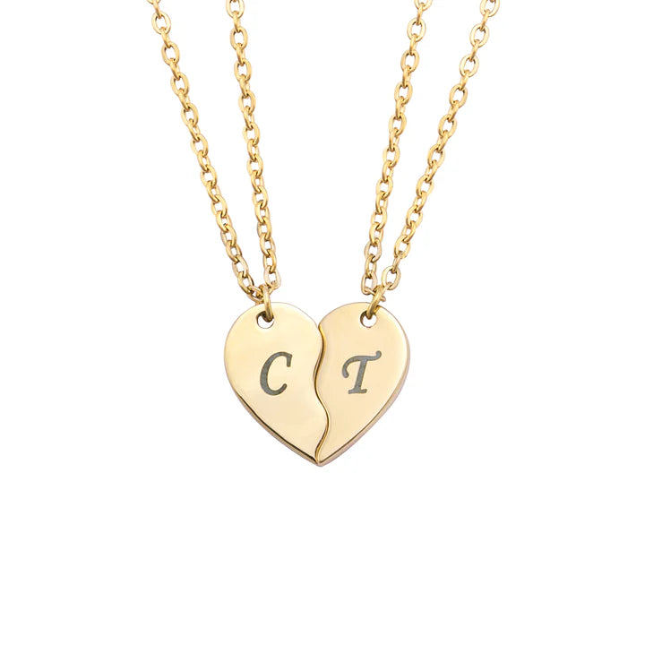 Collier Cœur Initiale Personnalisé Plaqué Or en Acier Inoxydable Élégant