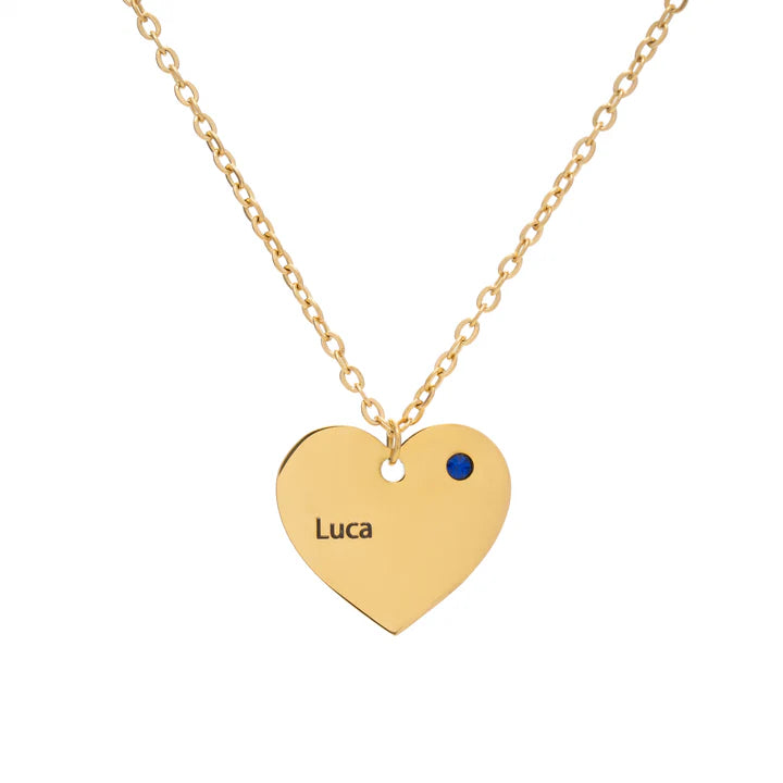 Pendentif Coeur Personnalisé avec Pierre de Naissance