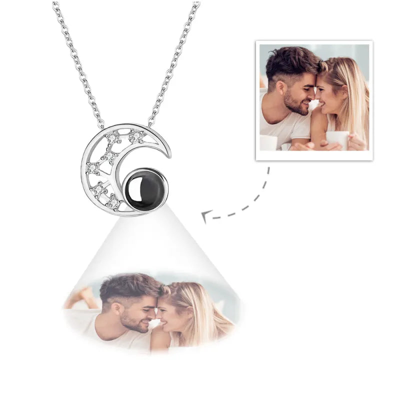 Collier Projection Personnalisé Collier Photo Lune Cadeau Pour Couples