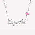 Collier prénom découpé coeur rose en argent 925 ou plaqué or