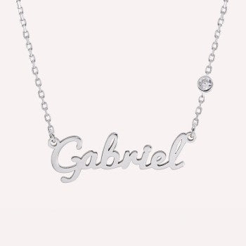 Collier prénom découpé et zirconium en argent 925
