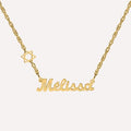 Collier prénom découpé - Etoile de David sur le côté - Argent 925 ou Plaque Or 18k