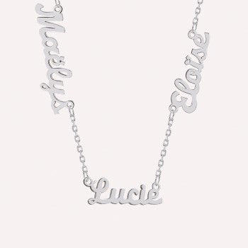 Collier prénoms découpés sur chaine en argent 925 ou plaqué or