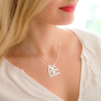 Collier prénoms découpés unis par un coeur en argent 925 ou plaqué or