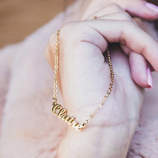 Collier Prénom Personnalisé Élégant Ajustable Or Argent Or Rose